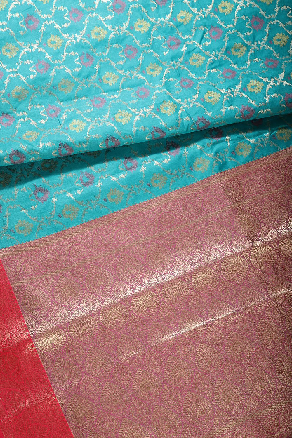 Teal Green Color Cotton Silk Woven Saree