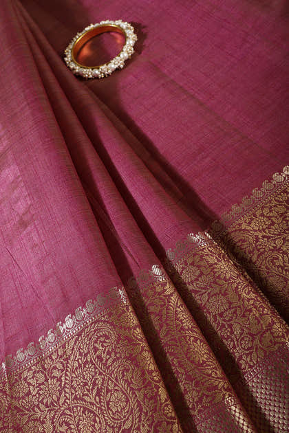 Wine Cotton Silk Woven Saree