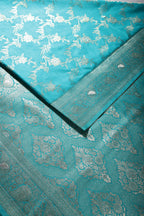 Teal Color Zari Woven South Silk Saree