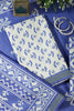 Blue Floral Block Print Cotton Unstitched Suit Fabric