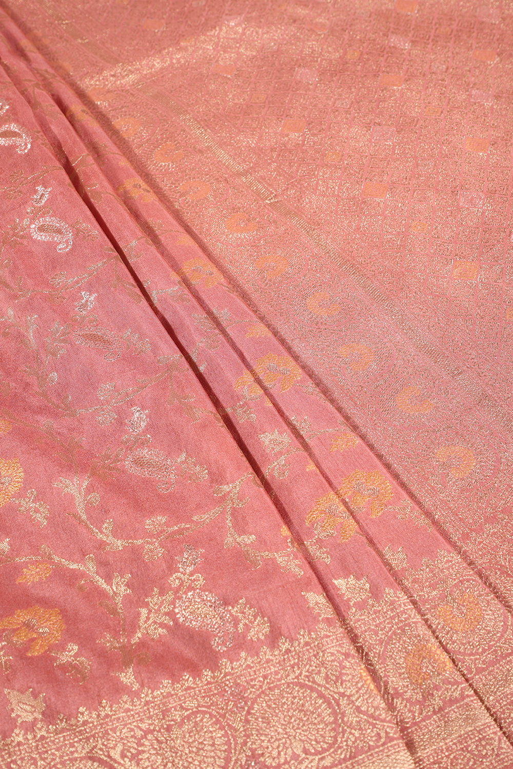 Dark Peach Colour Zari Woven South Silk Saree