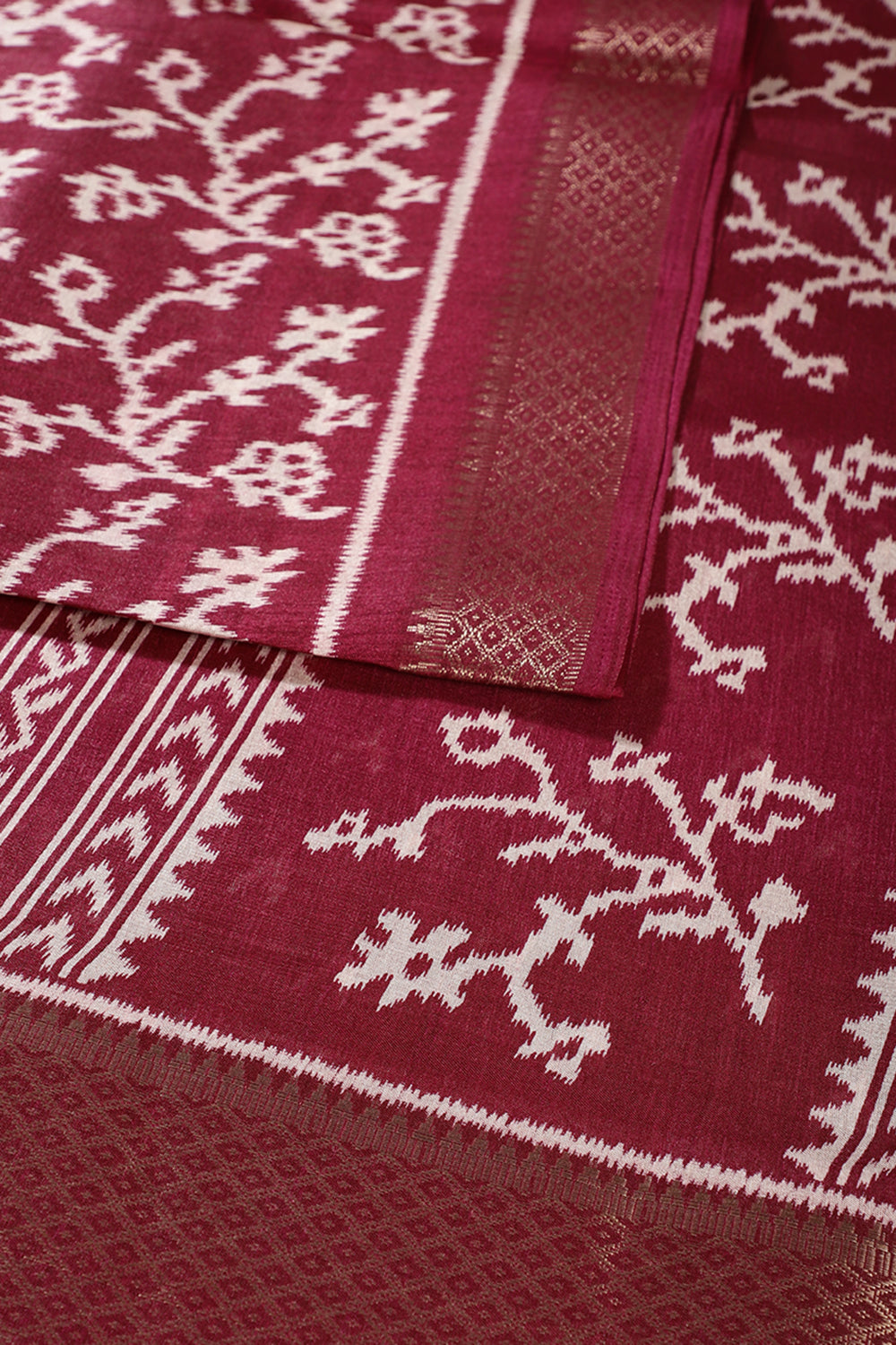 Wine Color Cotton Silk Printed Saree