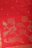 Red Tussar Silk Floral Zari Woven Saree
