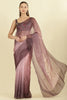 Ombre Dusty Rose Organza Saree With Mirror Work