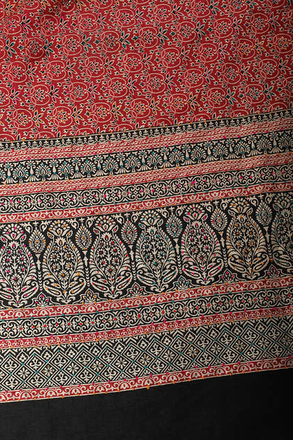 Maroon Silk Printed And Hand-Knot Work Saree