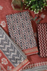 Black Cotton Ajrakh Block Print Unstitched Suit Material