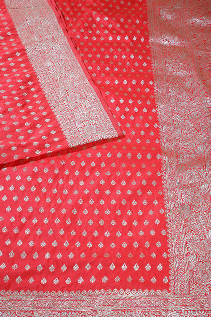 Red Silk Zari Buta Woven Saree