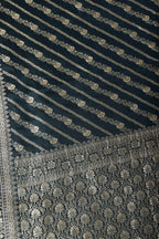 Navy Banarasi Woven Tussar Silk Saree