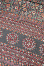 Grey Colour Floral Printed Cotton Silk Saree