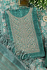 Green Tussar Silk Neck Zari Embroidered Unstitched Suit
