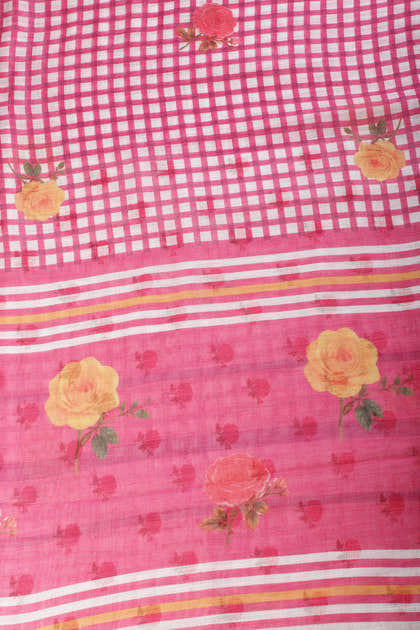 Magenta Cotton Printed Saree