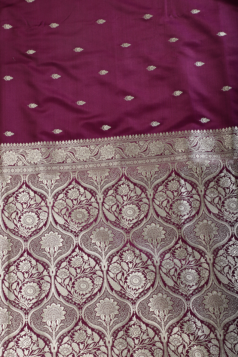 Dark Scarlet Banarsi Silk Zari Woven Saree