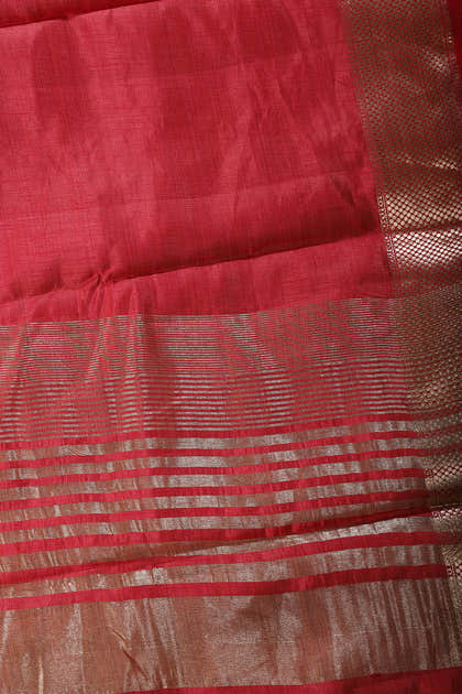 Carmine Red Cotton Silk Woven Saree
