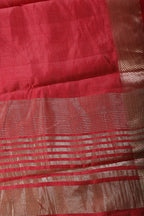 Carmine Red Cotton Silk Woven Saree