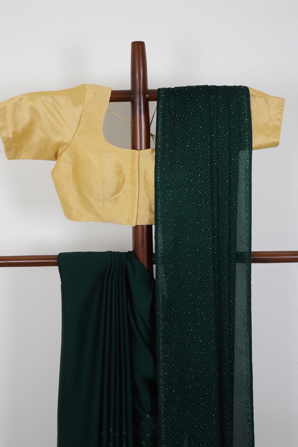 Green Color Satin Swarovski Work Saree