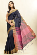 Navy Colour Silk  Woven Saree