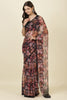 Black Floral Printed Chiffon Saree