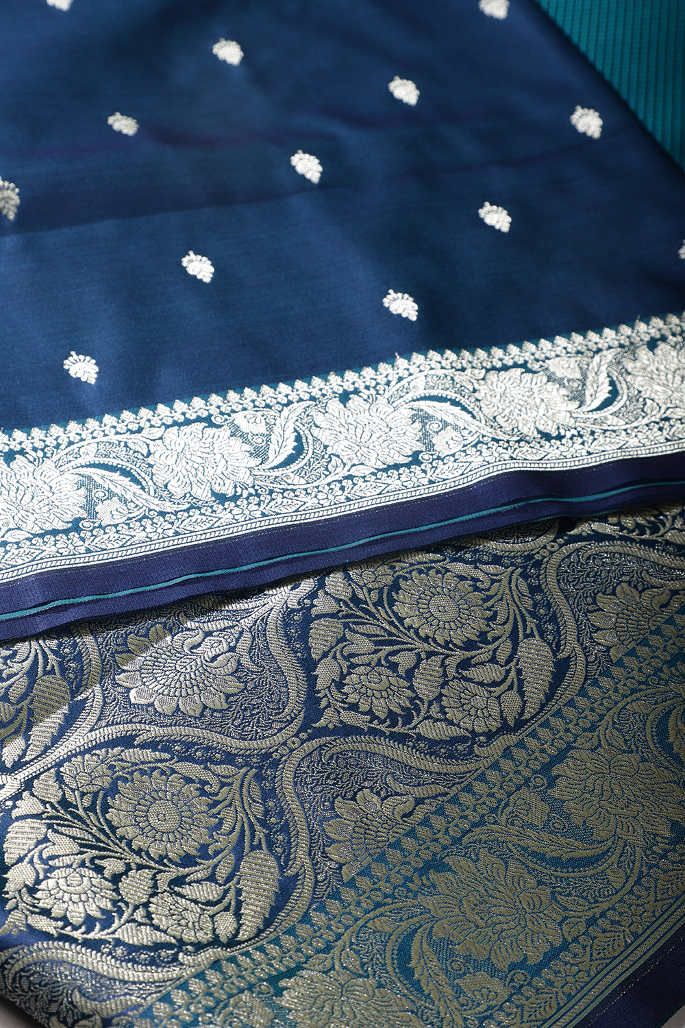Nile Blue Banarsi Silk Zari Woven Saree