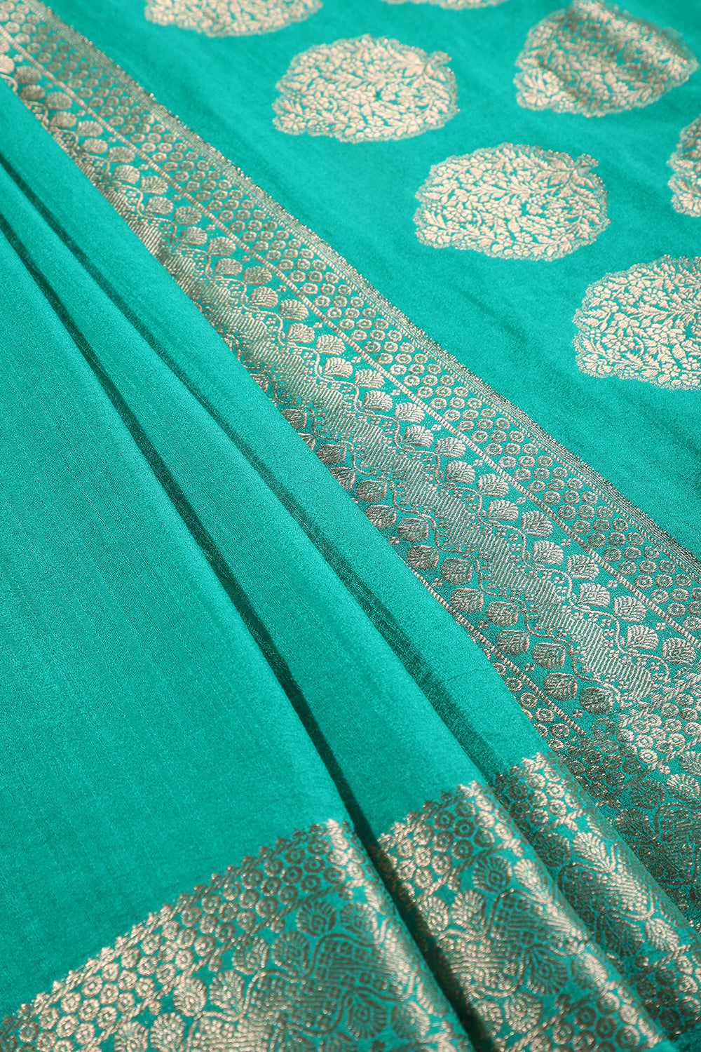 Sea Green Colour Cotton Silk Zari Woven Saree