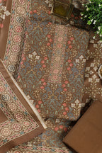Olive Green Digital Printed Pashmina Unstitched Suit Fabric