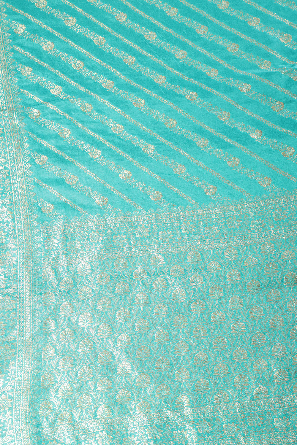 Firozi Color Banarasi Woven Tussar Silk Saree