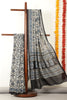 Black & Beige Cotton Floral Printed Saree