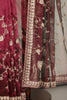 Wine Pure Tissue Silk Saree with Pearl and Zardozi Handwork