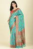 Teal Silk Madhubani Woven Saree