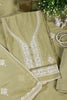 Olive Green Muslin Resham Embroidered Unstitched Suit Material