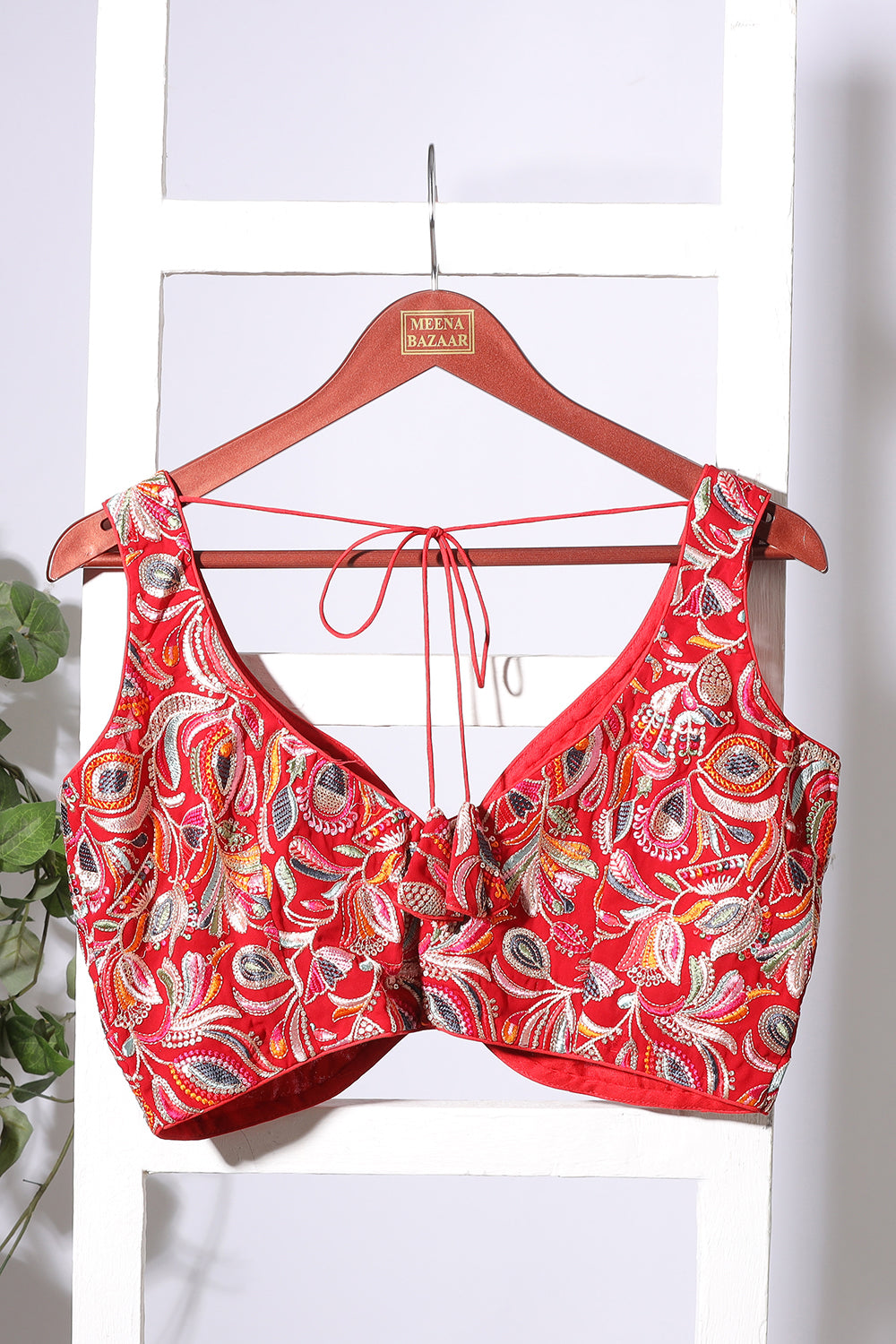 Red Georgette Resham And Sequins Embroidered Readymade Blouse