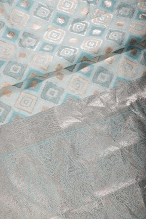 Light Blue Color Zari Woven Chanderi Cotton Saree