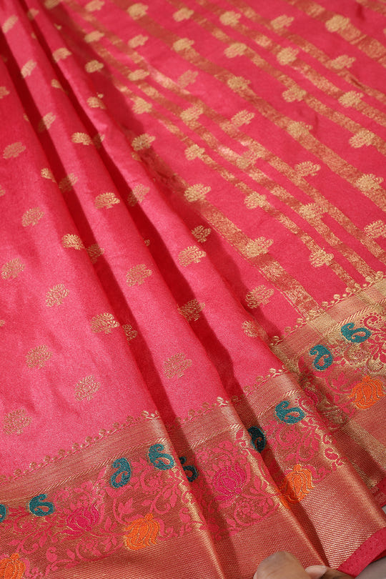 Pink Color Silk Resham & Zari Woven Saree