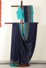 Navy Kashmiri-Inspired Floral Printed Crepe Saree
