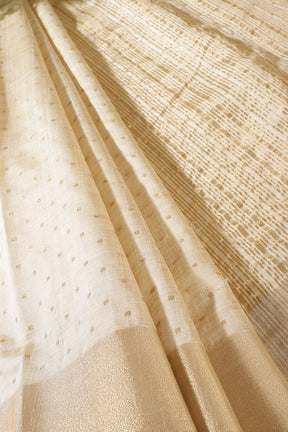 Cream Zari Woven Silk Saree