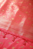 Neon Coral Pink Color Mulberry Silk Woven Saree