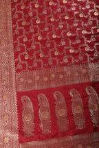 Maroon Silk Floral Zaal Woven Banarasi Saree