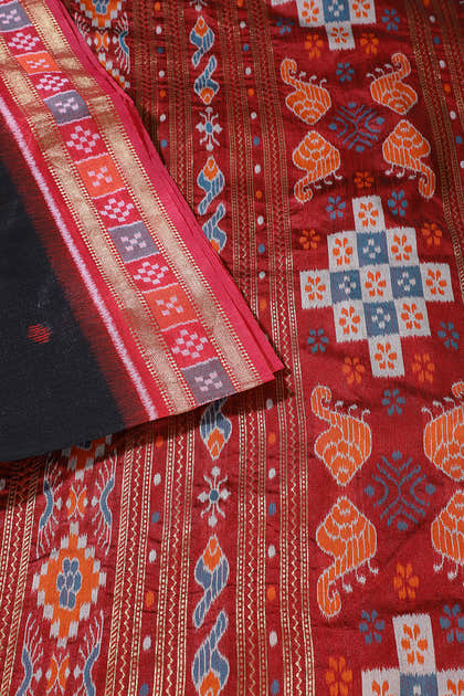 Black Tussar Silk Reham Woven Saree