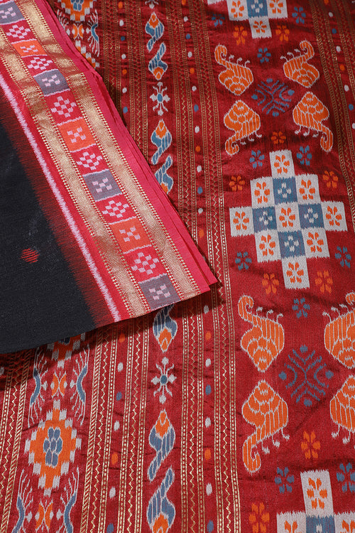 Black Tussar Silk Reham Woven Saree