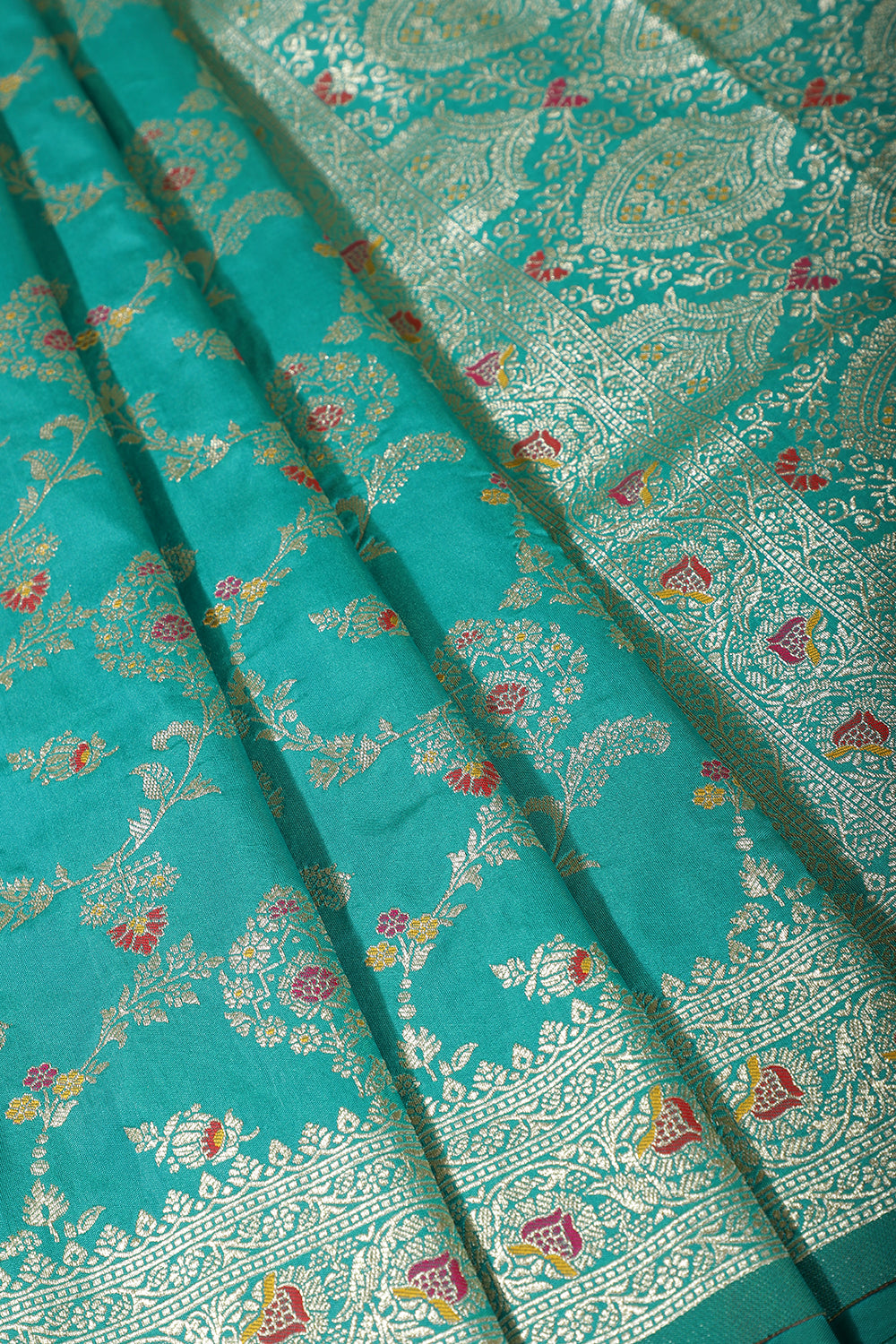 Sea Green Colour Banarasi Silk Woven Saree
