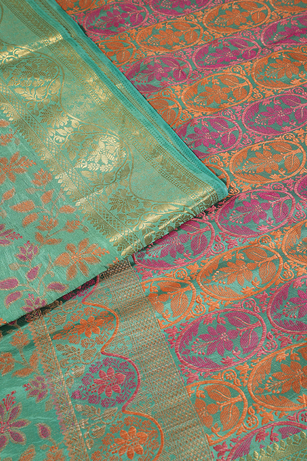 Sea Green Colour Tussar Woven Silk Saree