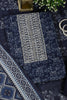 Navy Blue Cotton Silk Blossom Printed and Neck Embroidered Unstitched Suit