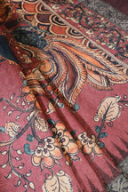 Light Maroon Tussar Silk Digital-Inspired Printed Saree