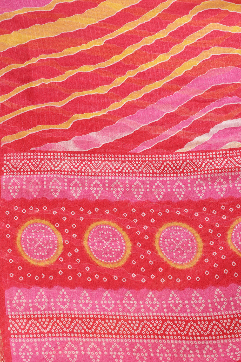 Red & Yellow Color Chiffon Printed Saree