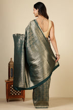Green South Silk Floral Zaal Woven Saree