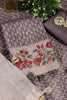 Grey Tussar Cotton Printed And Floral Embroidered Unstiched Suit Material