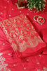 Valentin Red Banarsi Silk Zari Woven Unstitched Suit