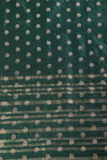 Bottle Green Resham & Zari Woven Silk Saree