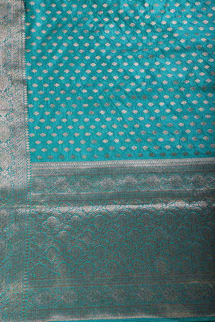 Teal Cotton Silk Zari Woven Saree