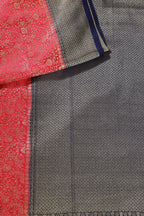 Cherry Red And Navy Floral Zari Woven Sarees