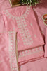 Pink Chanderi Silk Resham Embroidered Unstitched Suit Material